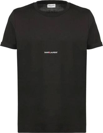 Saint Laurent Tops, Heren, Zwart, L, Katoen, Cotton Jersey T-Shirt