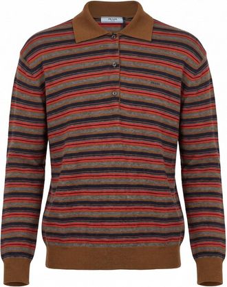 Prada Striped Polo-Neck Sweater