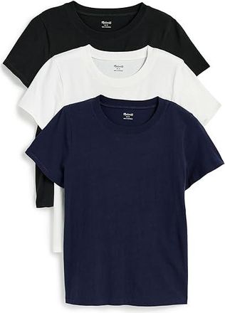Madewell Northside Crew T-Shirts 3-Pack Womens Clothing White Black Berry : LG (Womens 10-12), Cotton