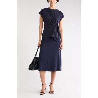 Nordstrom Rack Short Sleeve Tie Detail Top in Navy Night at Nordstrom Rack, Size X-Large