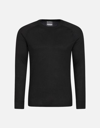Mountain Warehouse Mens Mountain Warehouse Mens Talus Round Neck Long-Sleeved Thermal Top - Black - Size: 42