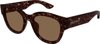 Alexander McQueen AM0509SA Asian Fit 002 Womens Sunglasses Tortoiseshell Size 55 - Free RX Lenses - Free RX Lenses