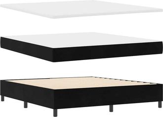 vidaXL Cama Tipo Box Spring Con Colch&oacute;n Negro 180 X 200 Cm Terciopelo Vidaxl