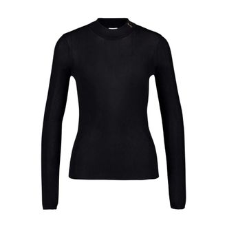 Saint Laurent Su&eacute;ter de Seda a Rayas con Cuello Alto - Knitwear - Mujer - Negro - S