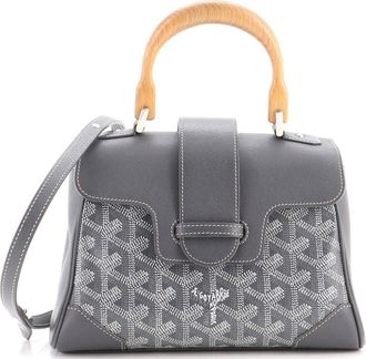 Goyard Saigon Top Handle Bag Coated Canvas with Leather Mini