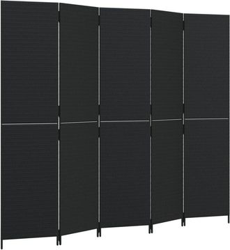 vidaXL Biombo De 5 Paneles Rat&aacute;n Sint&eacute;tico Negro Vidaxl