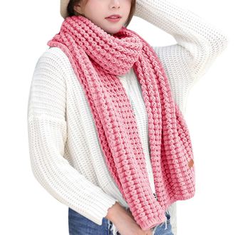 Generic Womens Decorative Scarf Winter Multi Colored Kint Feel Pashmina Shawls Elasticity Light Scarf Warm Scarves Womens Men Long Thick Scarves Knit Couples 