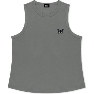 Dalix Butterfly Cotton Jersey Tank in Shadow at Nordstrom, Size X-Small
