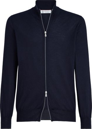 Brunello Cucinelli Cashmere and silk cardigan in Navy Blue at Nordstrom, Size 58 It