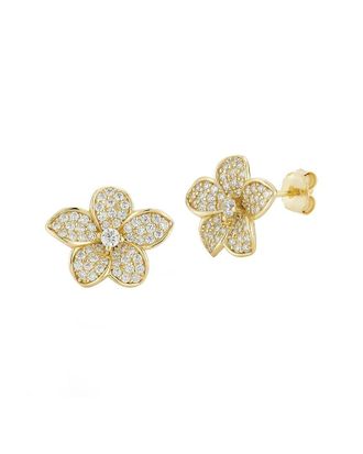 Glaze Jewelry 14K Over Silver Cz Flower Earrings