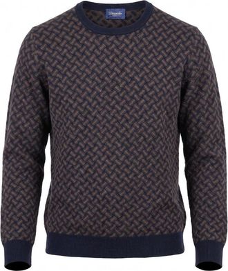 Drumohr Razor Blade Crew Neck Sweater - Heren - Cashmere truien - Bruin - XL - Kasjmier - Truien & Vesten