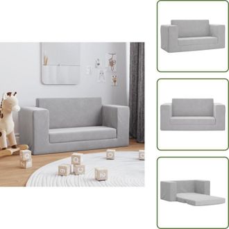 vidaXL The Living Store Divano Letto Bambini a 2 Posti Grigio Chiaro in Morbido Peluche - Divano per bambini
