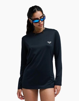 Roxy Womens Roxy Womens L/SL Surf Tee Long Sleeve Rash Vest - Black/Grey - Size: 18/20