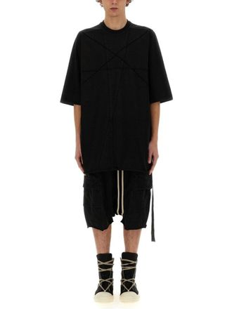 Rick Owens Oversized Cotton T-Shirt With Geometric Design And Relaxed Fit
