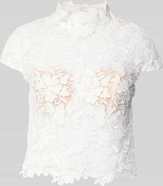 Luxuar Luxuar Regular Fit Blusentop mit Stehkragen in Offwhite, Größe 34