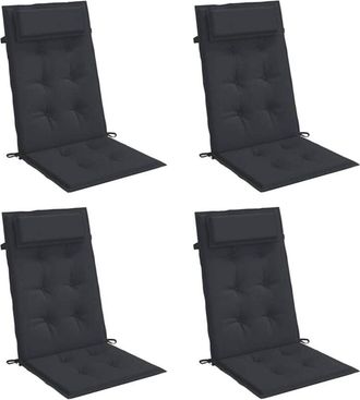 vidaXL Vidaxl - Cojines De Silla Con Respaldo Alto 4 Uds Tela Oxford Negro