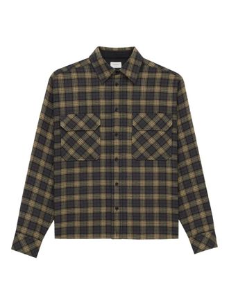 Saint Laurent checked wool long-sleeves shirt - Green