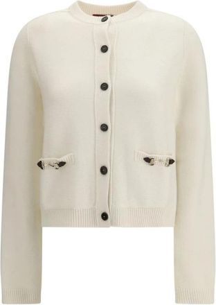 Gucci Wollen Gebreid Vest met Knopen - Dames - Vesten - Beige - M - Wol - Truien & Vesten