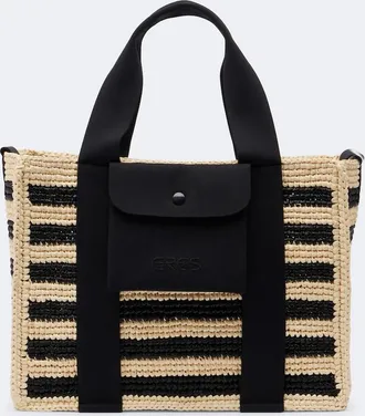 Eres Voyageur Mini raffia top-handle bag
