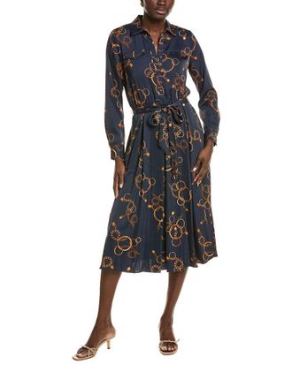 T Tahari Half Placket Button Down Midi Dress