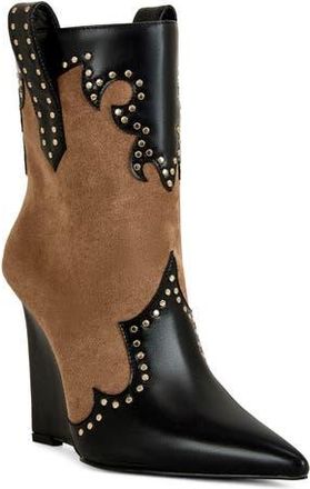 Azalea Wang Talulah Western Wedge Bootie in Cognac at Nordstrom Rack, Size 10