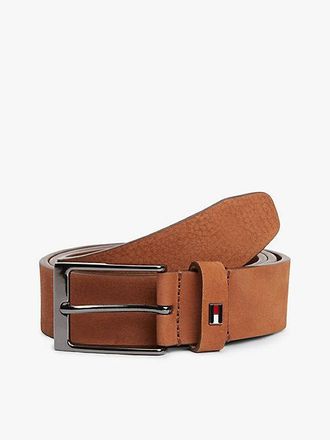 Tommy Hilfiger Enamel Flag Rectangular Buckle Leather Belt