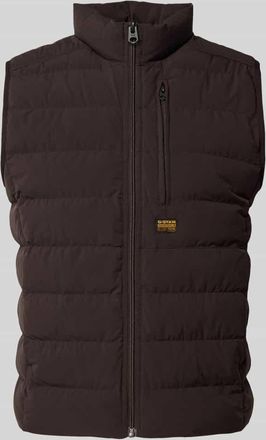G-Star Steppweste mit Stehkragen in Dunkelbraun, Größe XXL
