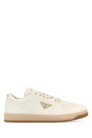 Prada Ivory Nappa Leather Downtown Sneakers