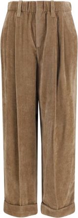 Brunello Cucinelli Brown Relaxed Pleated Pants
