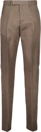 Ferragamo Rechtgesneden plooibroek - Heren - Nette broeken - Bruin - M - Leer - Broeken