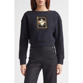 Bode Bullion Card Cotton Graphic Sweatshirt in Black at Nordstrom, Size X-Small
