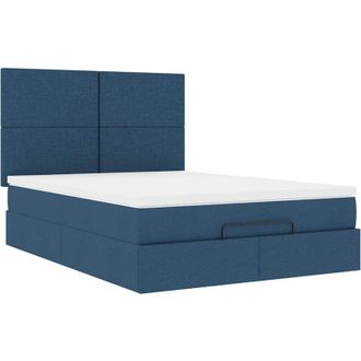 vidaXL Vidaxl - Estructura De Cama Otomana Colch&oacute;n Tela Azul Pardo 140x200cm