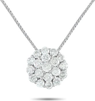 Luxury Bazaar Platinum 2.0ct Diamond Cluster Necklace MF40-101525