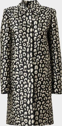 Carolina Herrera Leopard Button-Front Coat