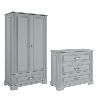 OEM Commode 3 Tiroirs Et Armoire 2 Portes Bellamy Ines Gris