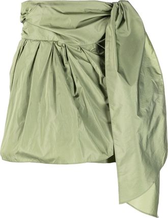 Alberta Ferretti side tie-fastening detail shorts - women - Cupro/Silk/Polyester/Acetate - 40 - Green