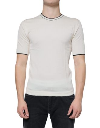 Dolce & Gabbana Mens Short Sleeve Crew Neck Tshirt - Ivory Cashmere - Size EU 44 (Mens)
