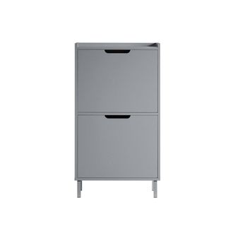 SoBuy Zapatero estrecho con 2 solapas madera gris