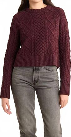 Pendleton Shetland Wool Cable Sweater In Maroon
