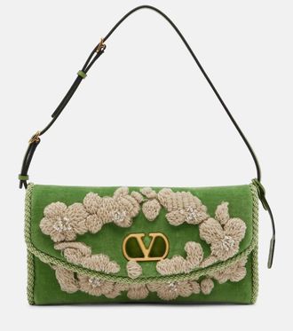 Valentino Garavani DeVain embellished velvet shoulder bag
