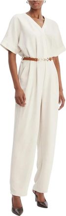 Fracomina Tuta Regular met bijpassende riem - Dames - Jumpsuits - Beige - L - Polyester - Jumpsuits & Playsuits