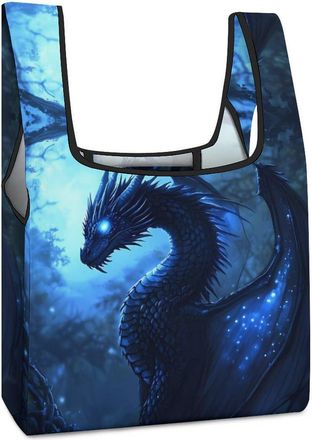 Generic Magic Forests Dragon Shopping Bag Reusable Grocery Tote Bag Foldable Handbag for Travel Picnic