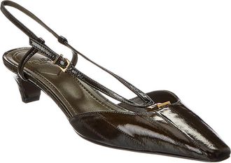 Fendi Fendi Ffold Leather Slingback Pump