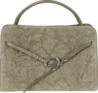 Francesco Biasia Structured Mint Calf Leather Handbag With Gold-Tone Accents