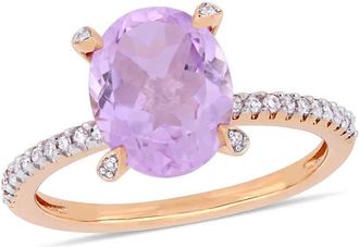 Amour 2 3/8 CT TGW Rose De France and 1/10 CT TW Diamond Ring In 10K Rose Gold