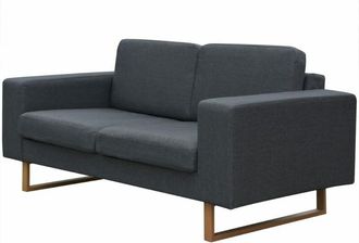 vidaXL Sofá de 2 plazas tela gris oscuro vidaXL