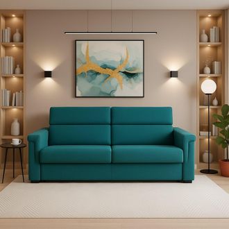 Dmora Sof&aacute; Fijo 2 Plazas Lapio, Desenfundable, Hidrorrepelente Made In Italy, Lavable, 185x95x100h Cm Azul