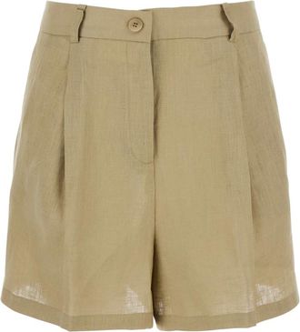 Semicouture Dames, Korte broeken, Beige, Maat: 2XL Linnen