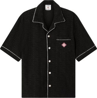 Casablanca Towelling Monogram Shirt - Heren - Korte mouwen Overhemden - Zwart - S - Katoen - Overhemden