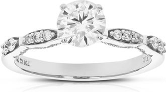 Vir Jewels 1 cttw Round Lab Grown Diamond Engagement Ring 11 Stones 14K White Gold Prong Set 3/4 Inch